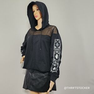 Midnight hour Black Tarot Card mesh Hoodie XL Hot topic